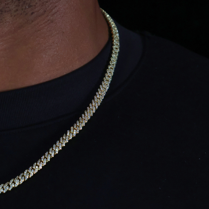 Iced Micro Prong Cuban Chain (Gold) - 6mm