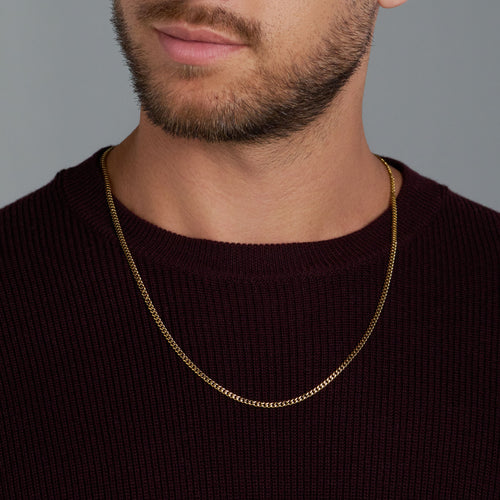 Micro Cuban Link Chain (Gold) — on model