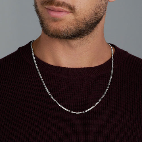 Micro Cuban Link Chain (Silver) — on model