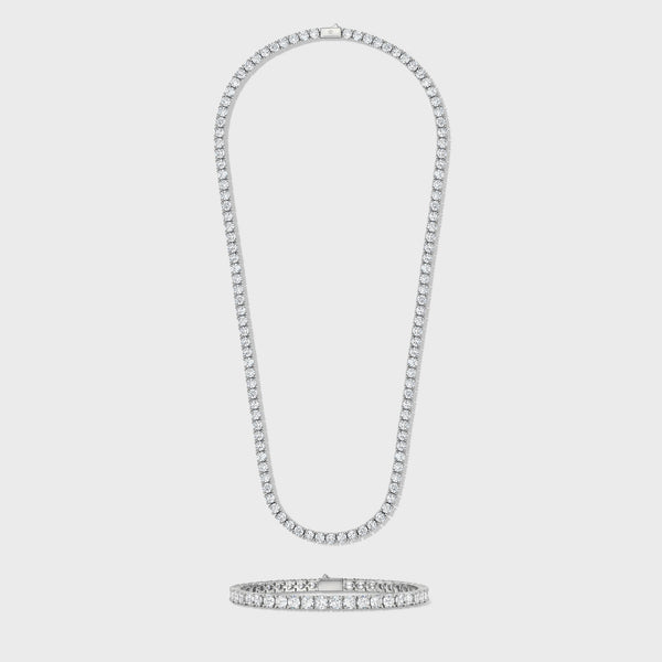 Tennis Chain + Bracelet (Silver) - 5mm