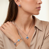 Blue Clover Icon Pendant + Bracelet + Earrings
