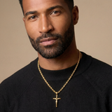 Rope Chain 4mm + Crucifix Pendant (Gold)