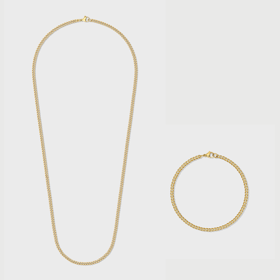 Micro Cuban Link Chain + Bracelet (Gold) - 3mm – Imperium