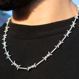 Iced Barbed Wire Chain (Silver) - 6mm