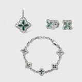 Green Clover Icon Pendant + Bracelet + Earrings