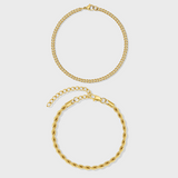 Micro Cuban + Rope Bracelet Stack (Gold)