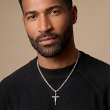 Rope Chain 4mm + Crucifix Pendant (Silver)