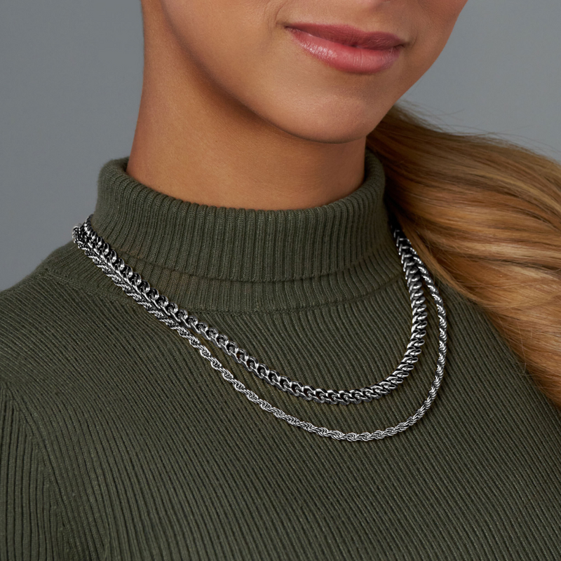 Cuban Rope Women's Cuban 5mm + Rope 4mm Stack (Silver) – Imperium