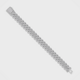 Iced Prong Cuban Bracelet (Silver) - 12mm