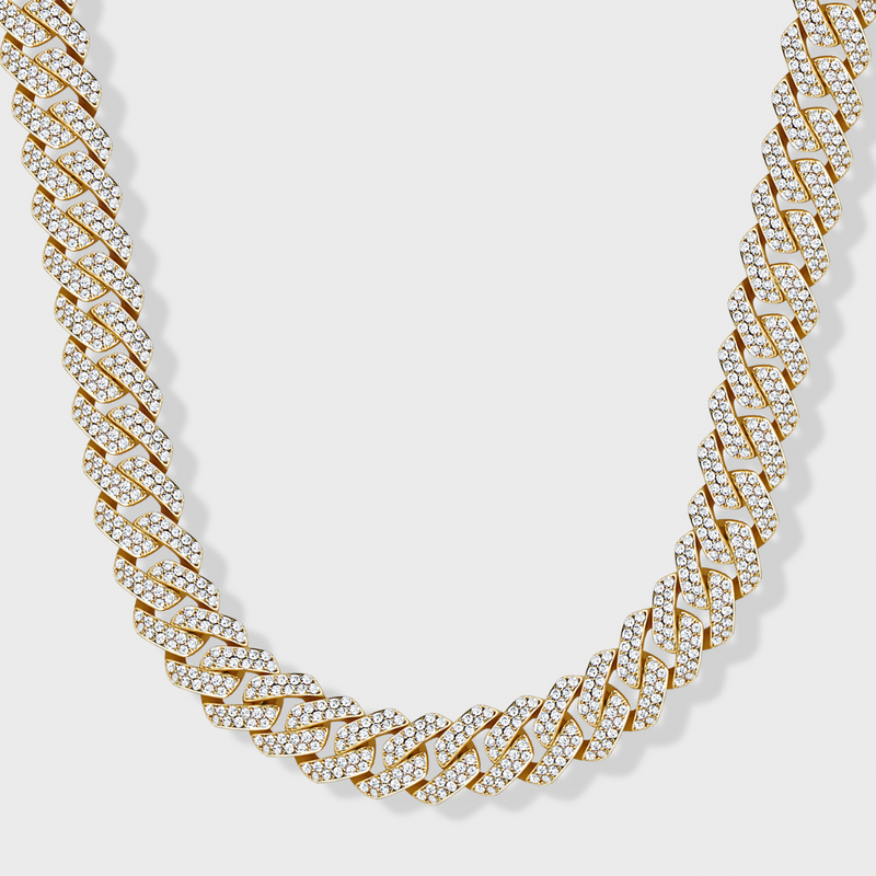 Iced Prong Cuban Chain (Gold) - 10mm