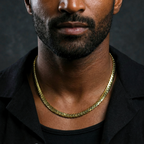 Miami Cuban Link Chain (Gold) - 5mm — on model