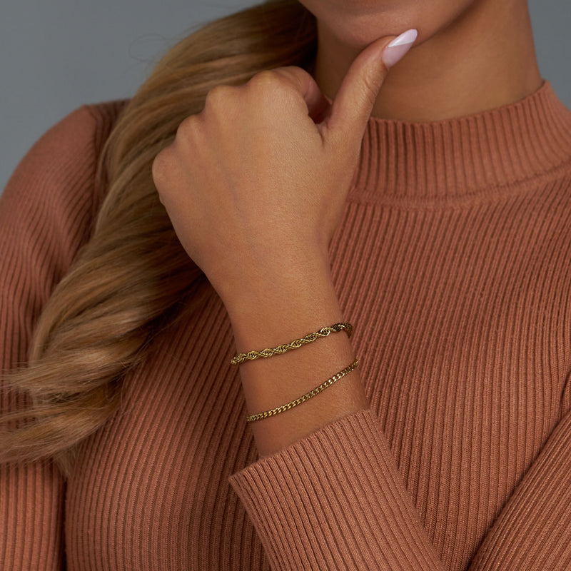 Women's Micro Cuban + Rope Bracelet Stack (Gold) – Imperium