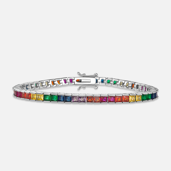 Rainbow Tennis Bracelet (Silver) - 4mm