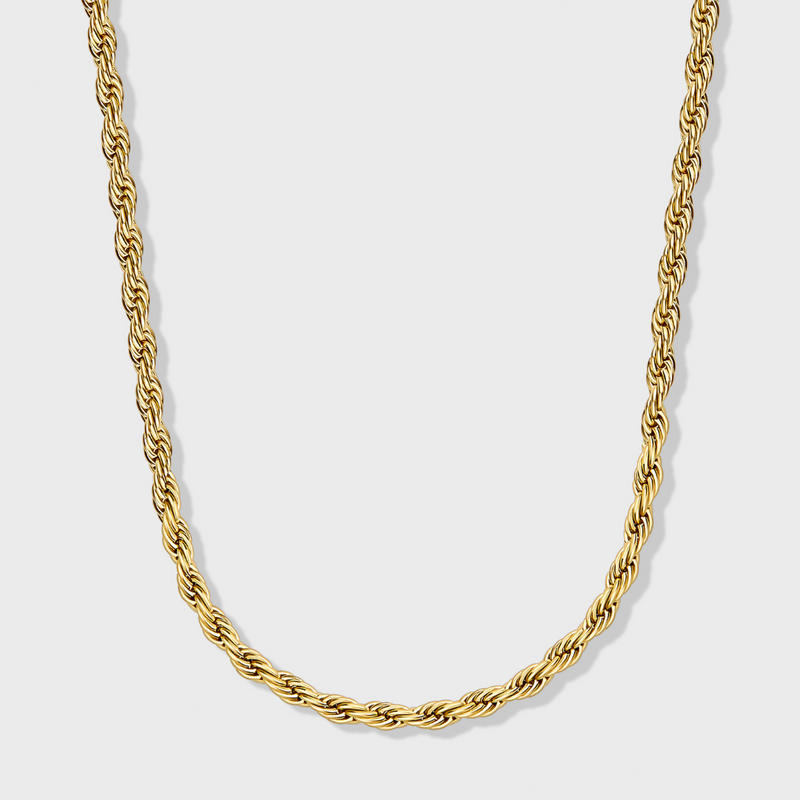 Women's Rope Chain + Bracelet (Gold) - 4mm
