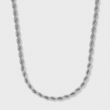 Women's Rope Chain + Bracelet (Silver) - 4mm