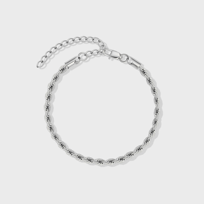 Rope Chain + Bracelet (Silver) - 4mm