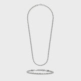 Rope Chain + Bracelet (Silver) - 4mm