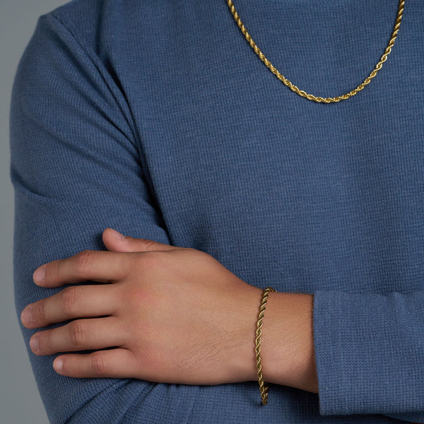 Rope Chain + Bracelet (Gold) - 4mm