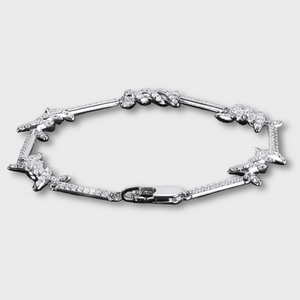 Iced Barbed Wire Bracelet (Silver) - 6mm